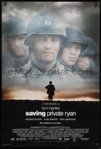 9g877 SAVING PRIVATE RYAN DS 1sh 1998 Spielberg, cast image of Tom Hanks, Tom Sizemore, Matt Damon!