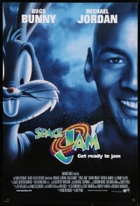 9g910 SPACE JAM int'l 1sh 1996 cool dark image of Michael Jordan & Bugs Bunny in outer space!