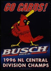 9g346 BUSCH BEER 20x28 advertising poster 1996 go St. Louis Cardinals, baseball, great design!