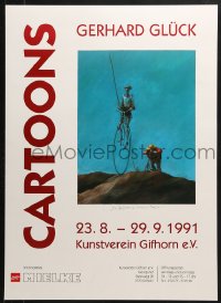 9g146 CARTOONS GERHARD GLUCK 20x28 German museum/art exhibition 1991 Don Quixote and Sancho Pansa!