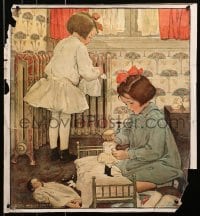 9g267 JESSIE WILLCOX SMITH 21x23 special poster 1908 Cosy Homes, with kids by American Radiator!