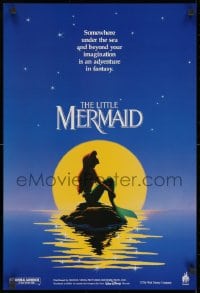 9g278 LITTLE MERMAID 18x26 special poster 1989 Ariel in moonlight, Disney underwater cartoon!