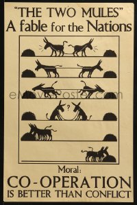 9g321 TWO MULES 11x17 special poster 1930s moral: co-operation is better than conflict!