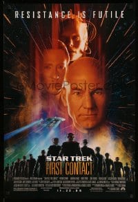 9g920 STAR TREK: FIRST CONTACT advance 1sh 1996 Jonathan Frakes, Stewart, Spiner, sexy Borg Krige!