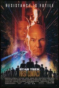 9g921 STAR TREK: FIRST CONTACT advance DS 1sh 1996 Jonathan Frakes, Stewart, Spiner, sexy Borg Krige!