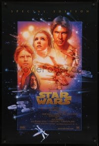 9g927 STAR WARS style B int'l DS 1sh R1997 George Lucas sci-fi classic, cool art montage by Drew Struzan!