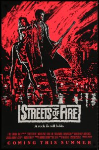 9g935 STREETS OF FIRE advance 1sh 1984 Walter Hill, Riehm pink dayglo art, a rock & roll fable!