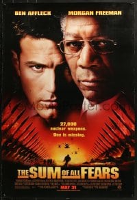 9g939 SUM OF ALL FEARS advance DS 1sh 2002 Ben Affleck, Morgan Freeman, from Tom Clancy novel!