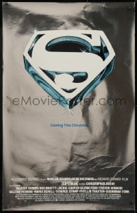 9g941 SUPERMAN foil advance 25x40 1sh 1978 DC superhero Reeve, Coming This Christmas!