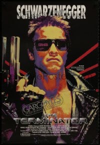 9g487 TERMINATOR 27x39 video poster R1991 different cyborg Arnold Schwarzenegger with gun!