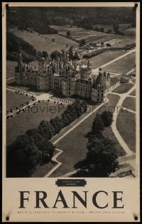 9g058 FRANCE 25x39 French travel poster 1950s image of Chateaux de la Loire from overhead!