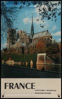 9g073 FRANCE Notre Dame de Paris color style 25x39 French travel poster 1960s tourism images!