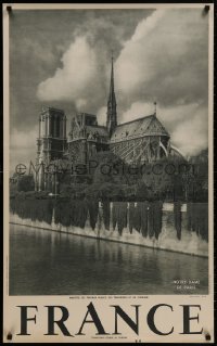 9g074 FRANCE Notre-Dame de Paris B/W style 25x40 French travel poster 1950s great images!