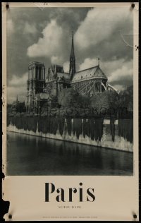 9g081 PARIS 24x39 French travel poster 1950s wonderful image of the Notre-Dame cathedral!