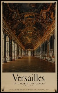 9g084 VERSAILLES 25x39 French travel poster 1960s wonderful image of palace, La Galeria Des Glaces!