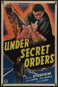 9g971 UNDER SECRET ORDERS 1sh 1943 Erich von Stroheim, gripping expose of a most sinister spy ring!