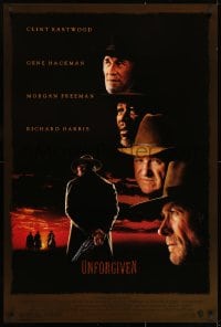 9g972 UNFORGIVEN DS 1sh 1992 gunslinger Clint Eastwood, Gene Hackman, Morgan Freeman, Harris!