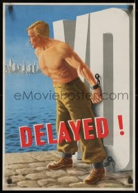 9g022 DELAYED VD 16x22 Australian WWII war poster 1946 art of man chained to venereal disease!