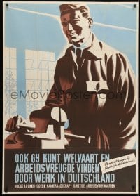 9g032 OOK GY KUNT WELVAART 34x47 Dutch WWII war poster 1942 Gerbo art of a smiling worker!