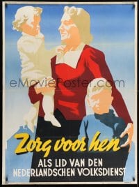 9g036 ZORG VOOR HEN 35x47 Dutch WWII war poster 1941 NVD, art of a mother and her children!