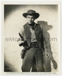 9h160 BADLANDS OF DAKOTA 8x10 still 1941 best portrait of cowboy Robert Stack pointing gun!