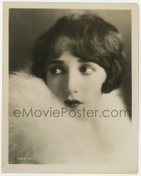 9h169 BEBE DANIELS 8x10.25 still 1925 wonderful close portrait with white fur & bobbed hair!