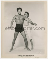 9h173 BENEATH THE 12-MILE REEF 8x10 still 1953 barechested Robert Wagner & scared Terry Moore!