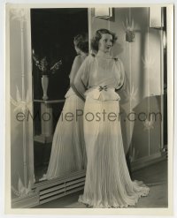 9h179 BETTE DAVIS 8x10.25 still 1936 in formal pale peach chiffon gown by mirror by Welbourne!
