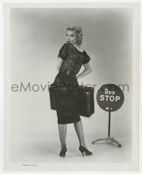 9h223 BUS STOP 8.25x10 still 1956 posed portrait of sexy Marilyn Monroe standing by sign!
