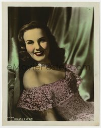 9h037 DEANNA DURBIN color 8x10.25 still 1930s beautiful smiling portrait with bare shoulder!