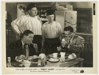 9h464 GREAT GUNS 7.75x10.25 still 1941 Stan Laurel & Oliver Hardy stare at guys eating breakfast!