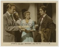 9h062 JESSE JAMES color-glos 8x10 still 1939 c/u of Nancy Kelly between Tyrone Power & Randolph Scott!