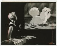9h577 LADY & THE TRAMP 7x9 still 1955 Peggy Lee in studio synchronizes her voice to Pekingese Peg!