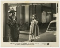 9h592 LAURA 8x10.25 still 1944 sexy Gene Tierney walks by detective Lane Chandler by lamp post!