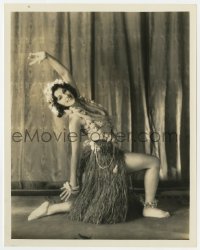9h609 LILLIAN ROTH 8x10 still 1920s kneeling in Hawaiian grass skirt wearing leis by Otto Dyar!