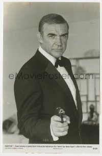 9h714 NEVER SAY NEVER AGAIN 6.25x9.75 still 1983 c/u of Sean Connery as James Bond pointing gun!