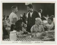 9h801 RIOT IN JUVENILE PRISON 8x10.25 still 1959 girls watch guys facing off in co-ed prison!