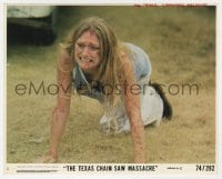 9h102 TEXAS CHAINSAW MASSACRE 8x10 mini LC #1 1974 c/u of bloody Marilyn Burns trying to escape!