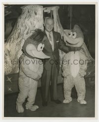 9h963 WALTER LANTZ 8.25x10 still 1960s the cartoonist with two guys in Woody Woodpecker costumes!