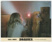 9h036 DAWN OF THE DEAD color English FOH LC 1978 zombie cringes at the sight of a burning flare!