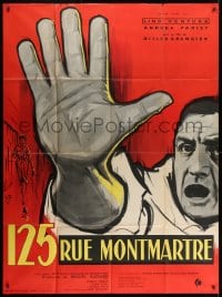 9j773 125 RUE MONTMARTRE French 1p 1959 cool close up art of detective Lino Ventura by Yves Thos!