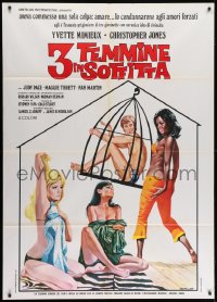 9j262 3 IN THE ATTIC Italian 1p 1971 Tarantelli art of sexy Yvette Mimieux & near-naked women!