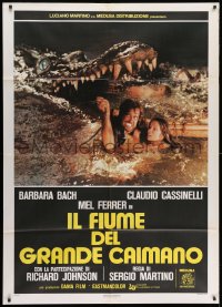 9j269 ALLIGATORS Italian 1p 1979 Barbara Bach & Cassinelli attackde by huge wacky monster!
