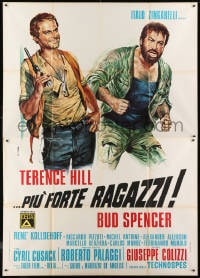 9j493 ALL THE WAY BOYS Italian 2p 1973 Casaro art of Terence Hill holding gun & Bud Spencer!
