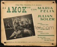 9j629 AMOK Mexican LC 1944 romantic close up of sexy Maria Felix & Julian Soler!