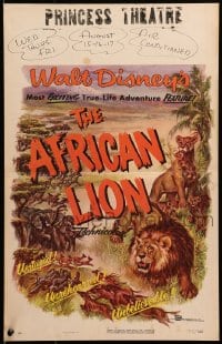 9j012 AFRICAN LION WC 1955 Walt Disney jungle safari documentary, cool animal artwork!