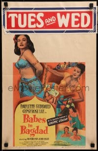 9j029 BABES IN BAGDAD WC 1952 Paulette Goddard, Gypsy Rose Lee, sexy art in exotic color!