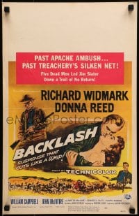 9j031 BACKLASH WC 1956 Richard Widmark & sexy Donna Reed, great art by Reynold Brown!
