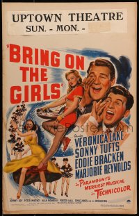9j049 BRING ON THE GIRLS WC 1944 sexy full-length Veronica Lake, Sonny Tufts, Eddie Bracken