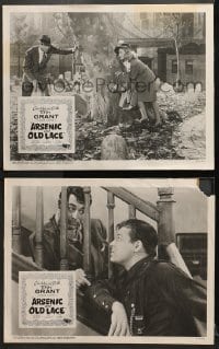 9k840 ARSENIC & OLD LACE 2 LCs R1958 Cary Grant, Jack Carson, scared Priscilla Lane, Capra classic!